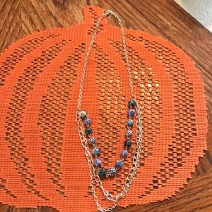 Silver necklace with clay beads